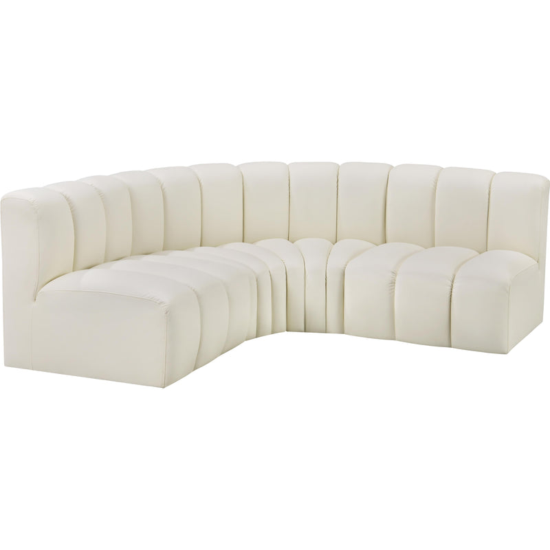 Meridian Arc Cream Vegan Leather 4 pc Modular Sectional IMAGE 4