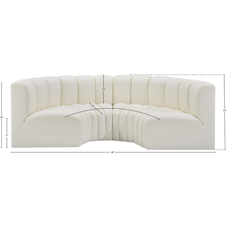 Meridian Arc Cream Vegan Leather 4 pc Modular Sectional IMAGE 11
