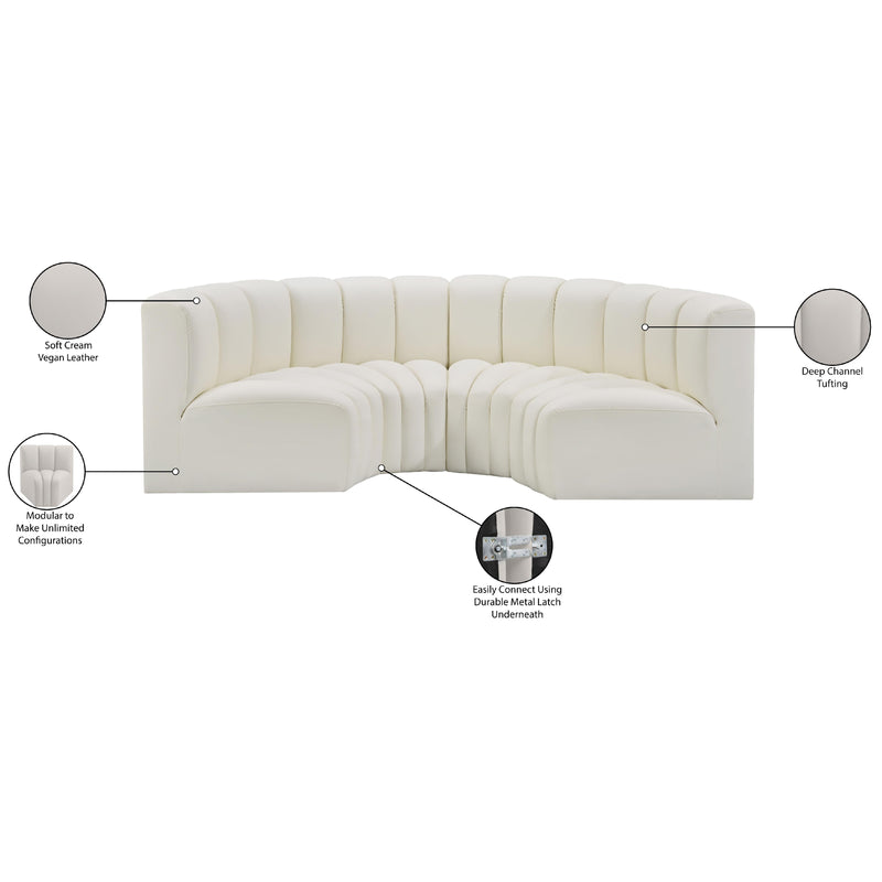 Meridian Arc Cream Vegan Leather 4 pc Modular Sectional IMAGE 12