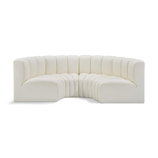 Meridian Arc Cream Vegan Leather 4 pc Modular Sectional IMAGE 1