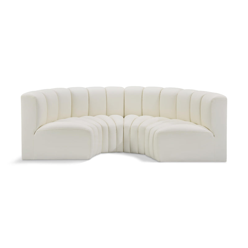 Meridian Arc Cream Vegan Leather 4 pc Modular Sectional IMAGE 1