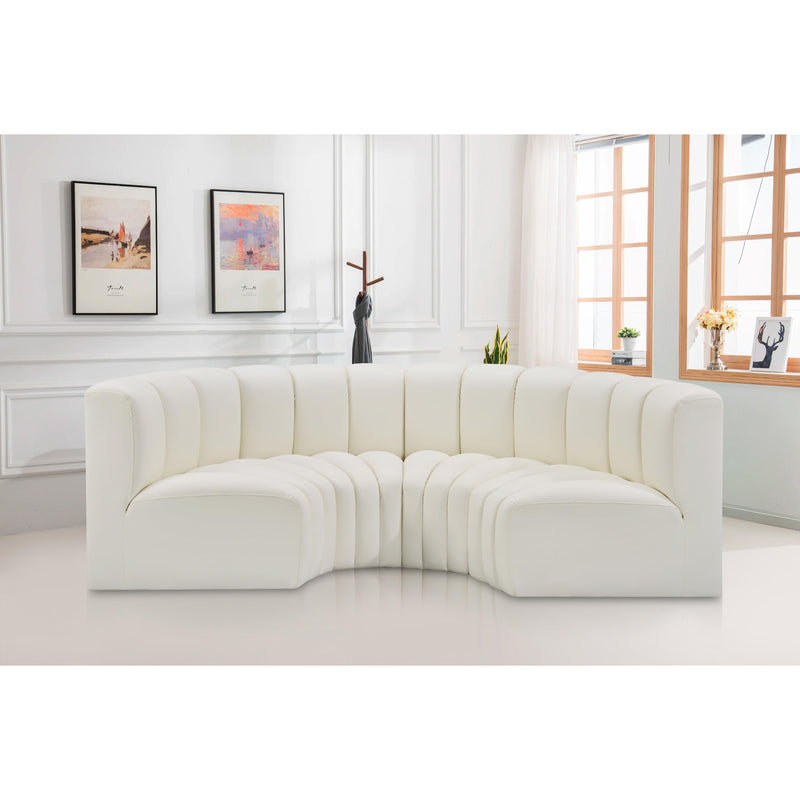 Meridian Arc Cream Vegan Leather 4 pc Modular Sectional IMAGE 2