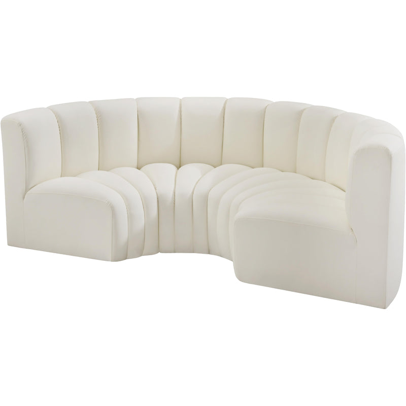 Meridian Arc Cream Vegan Leather 4 pc Modular Sectional IMAGE 4