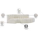 Meridian Arc Cream Vegan Leather 4 pc Modular Sectional IMAGE 11