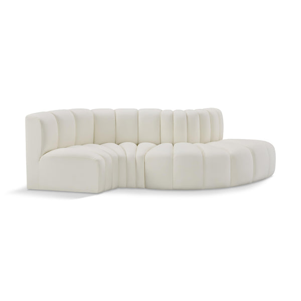 Meridian Arc Cream Vegan Leather 4 pc Modular Sectional IMAGE 1