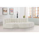 Meridian Arc Cream Vegan Leather 4 pc Modular Sectional IMAGE 2