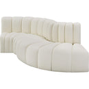 Meridian Arc Cream Vegan Leather 4 pc Modular Sectional IMAGE 4