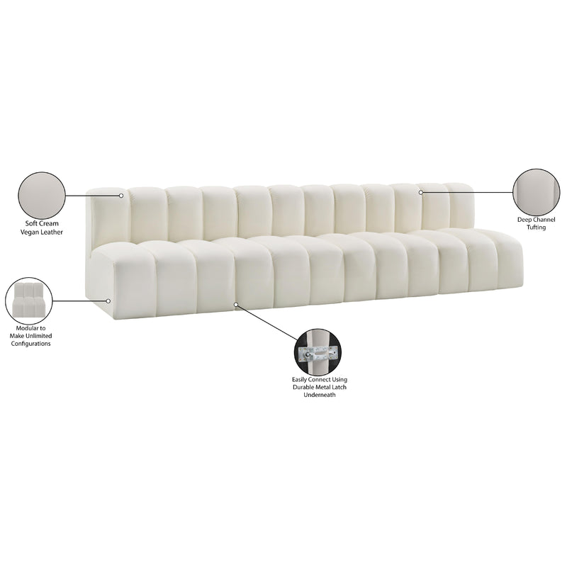 Meridian Arc Cream Vegan Leather 4 pc Modular Sectional IMAGE 12