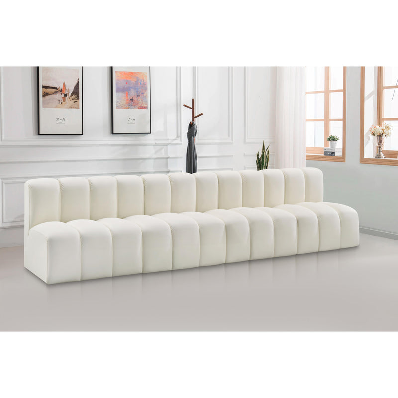 Meridian Arc Cream Vegan Leather 4 pc Modular Sectional IMAGE 2