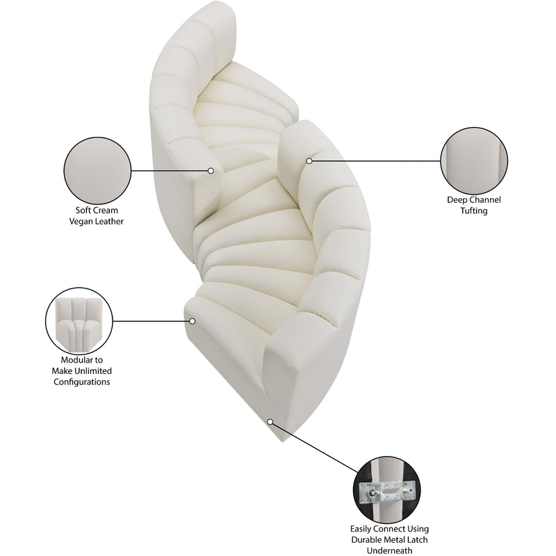 Meridian Arc Cream Vegan Leather 4 pc Modular Sectional IMAGE 12