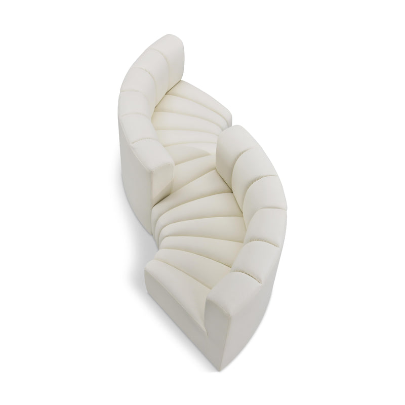 Meridian Arc Cream Vegan Leather 4 pc Modular Sectional IMAGE 1