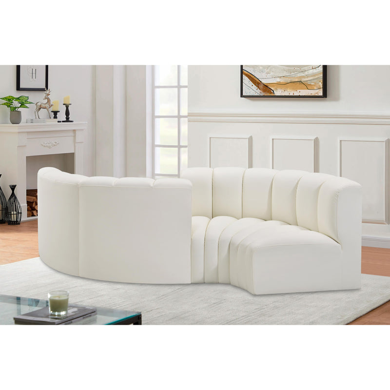 Meridian Arc Cream Vegan Leather 4 pc Modular Sectional IMAGE 2