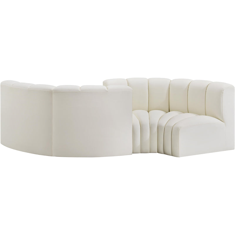 Meridian Arc Cream Vegan Leather 4 pc Modular Sectional IMAGE 3