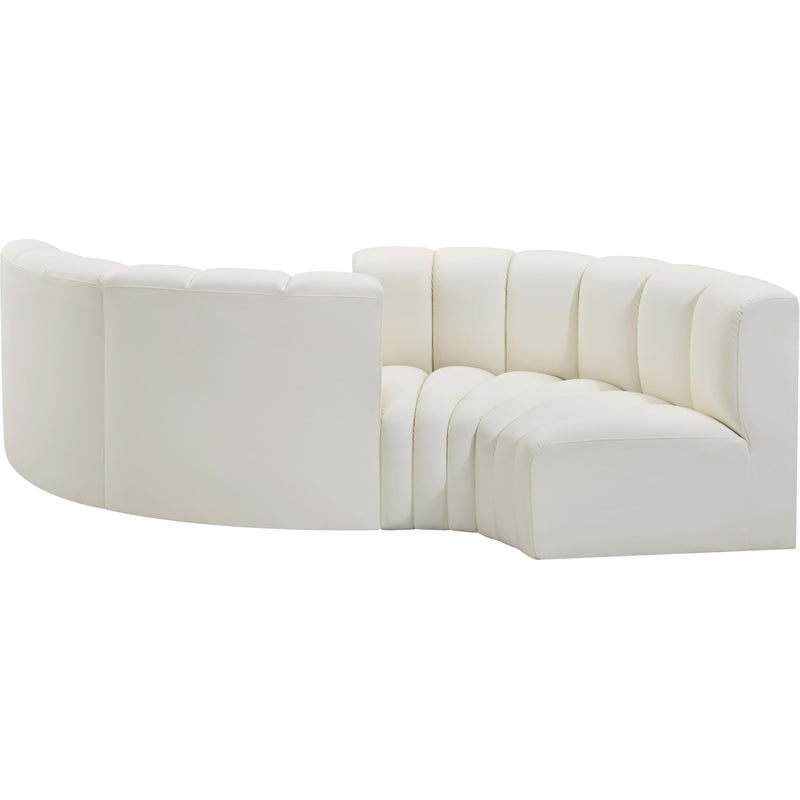 Meridian Arc Cream Vegan Leather 4 pc Modular Sectional IMAGE 6
