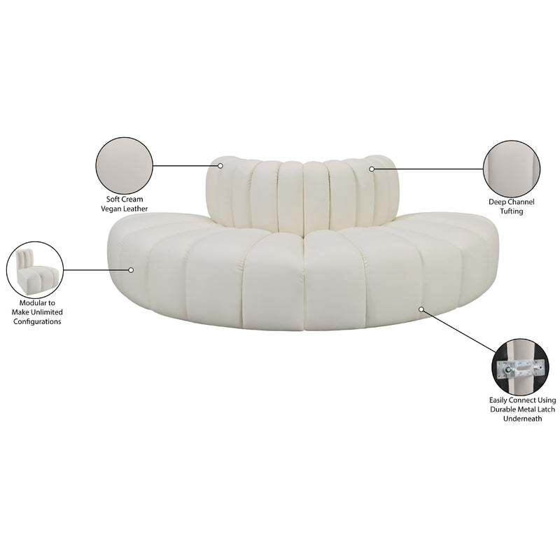 Meridian Arc Cream Vegan Leather 4 pc Modular Sectional IMAGE 12