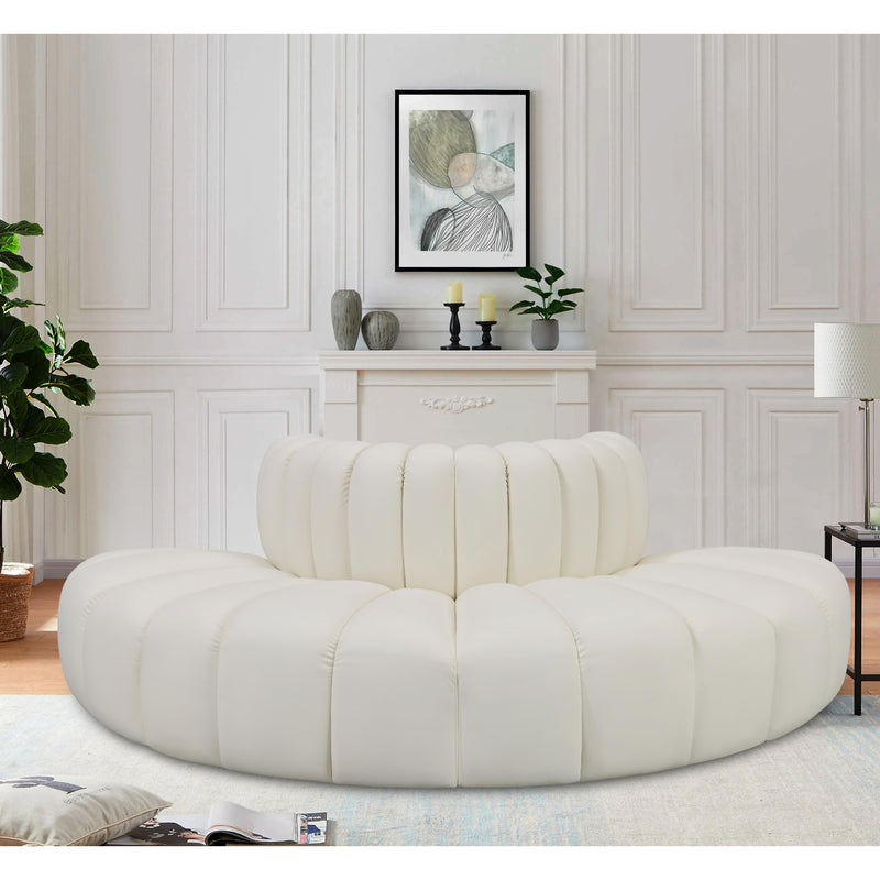Meridian Arc Cream Vegan Leather 4 pc Modular Sectional IMAGE 2