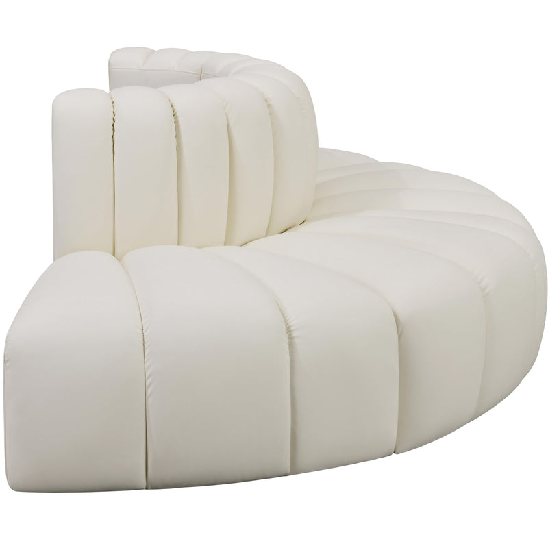 Meridian Arc Cream Vegan Leather 4 pc Modular Sectional IMAGE 5