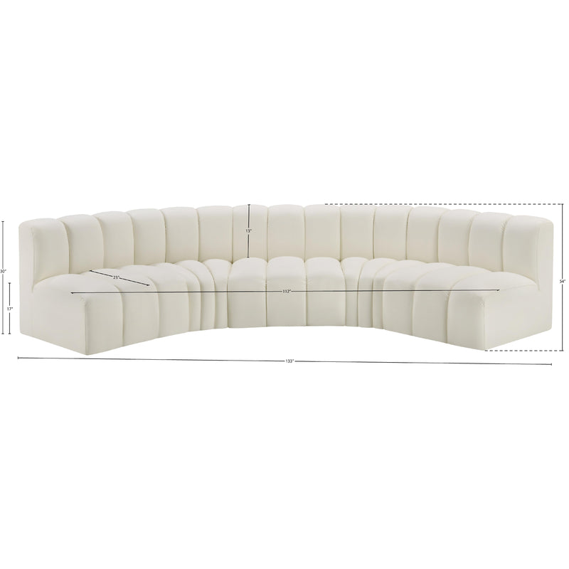 Meridian Arc Cream Vegan Leather 5 pc Modular Sectional IMAGE 11