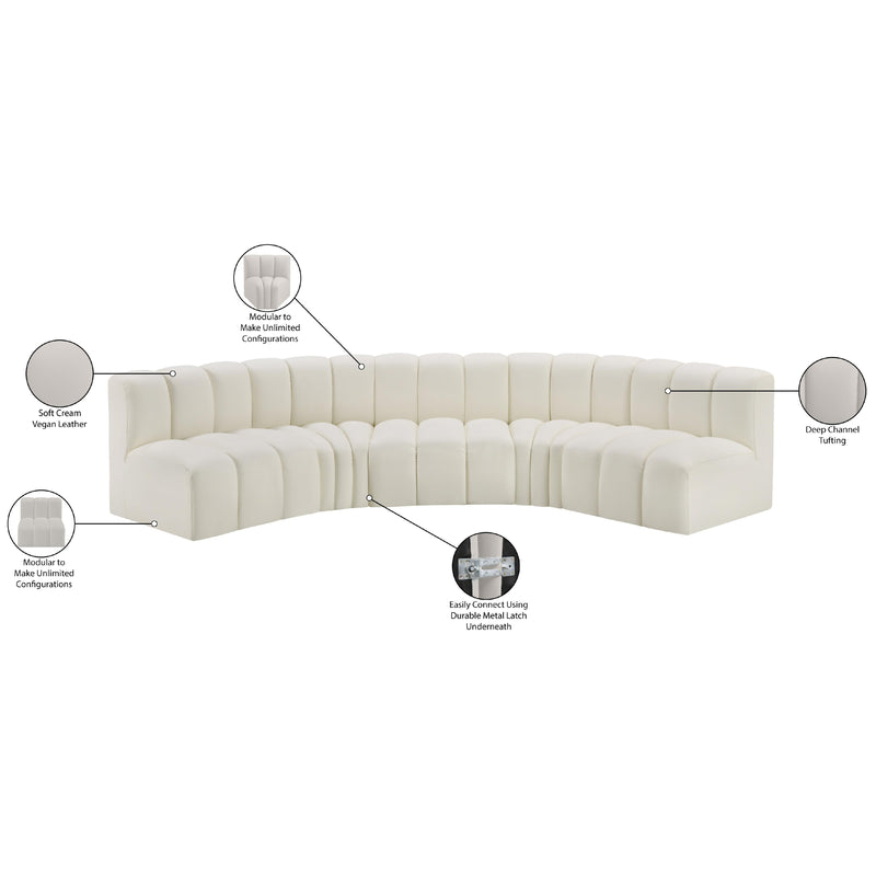 Meridian Arc Cream Vegan Leather 5 pc Modular Sectional IMAGE 12