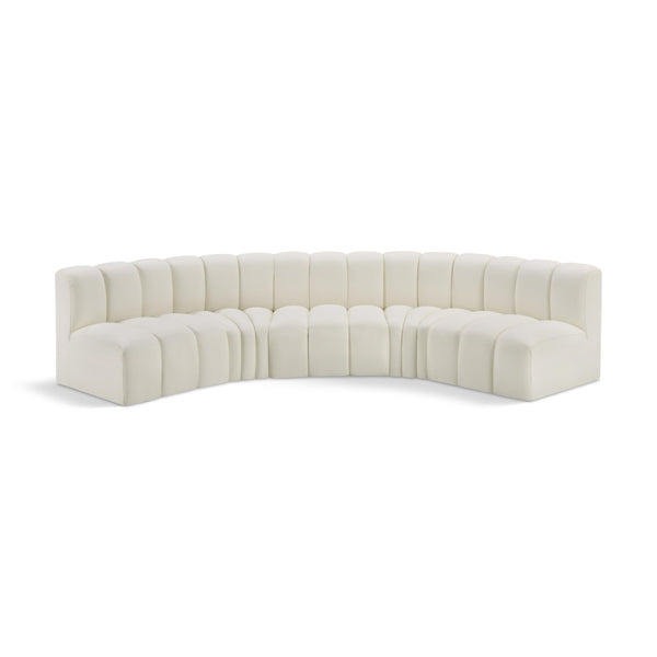 Meridian Arc Cream Vegan Leather 5 pc Modular Sectional IMAGE 1