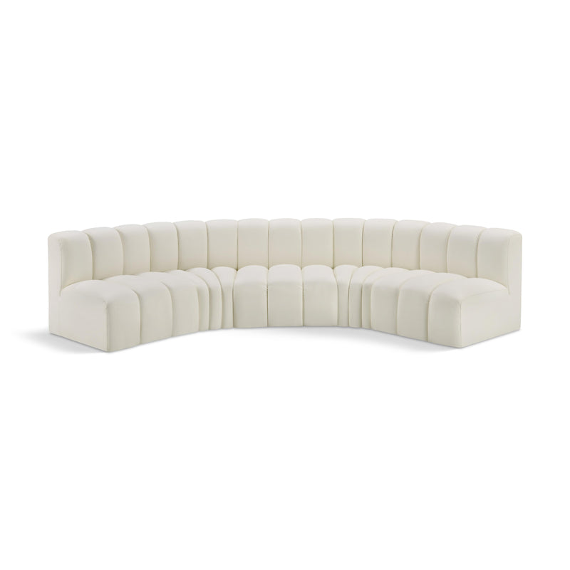 Meridian Arc Cream Vegan Leather 5 pc Modular Sectional IMAGE 1