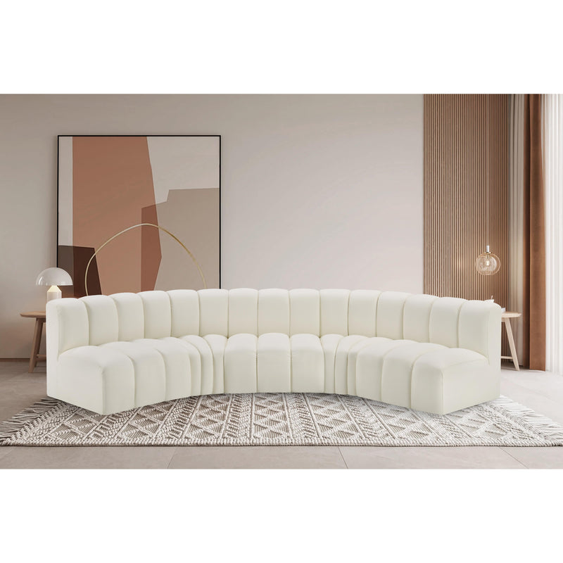 Meridian Arc Cream Vegan Leather 5 pc Modular Sectional IMAGE 2