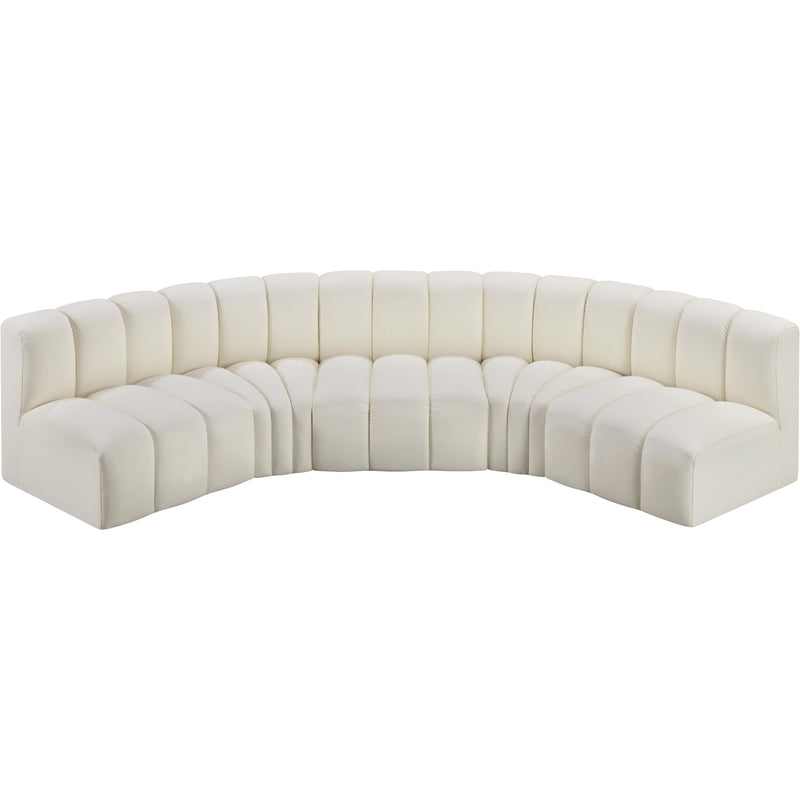 Meridian Arc Cream Vegan Leather 5 pc Modular Sectional IMAGE 3
