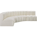 Meridian Arc Cream Vegan Leather 5 pc Modular Sectional IMAGE 4