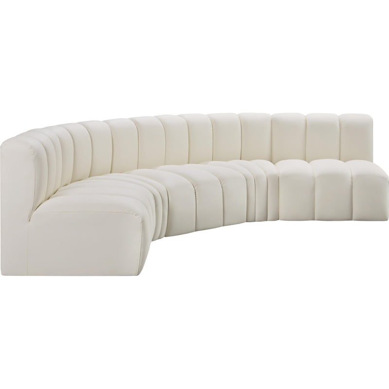 Meridian Arc Cream Vegan Leather 5 pc Modular Sectional IMAGE 4