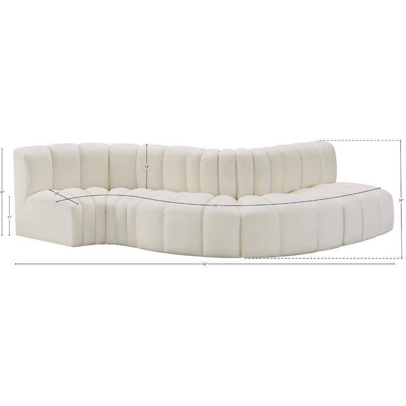 Meridian Arc Cream Vegan Leather 5 pc Modular Sectional IMAGE 11