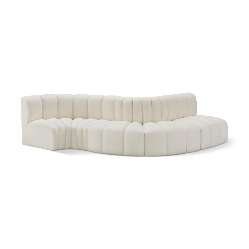 Meridian Arc Cream Vegan Leather 5 pc Modular Sectional IMAGE 1