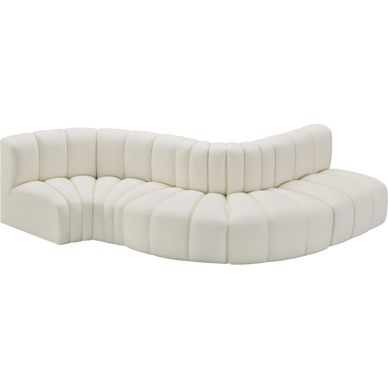 Meridian Arc Cream Vegan Leather 5 pc Modular Sectional IMAGE 3