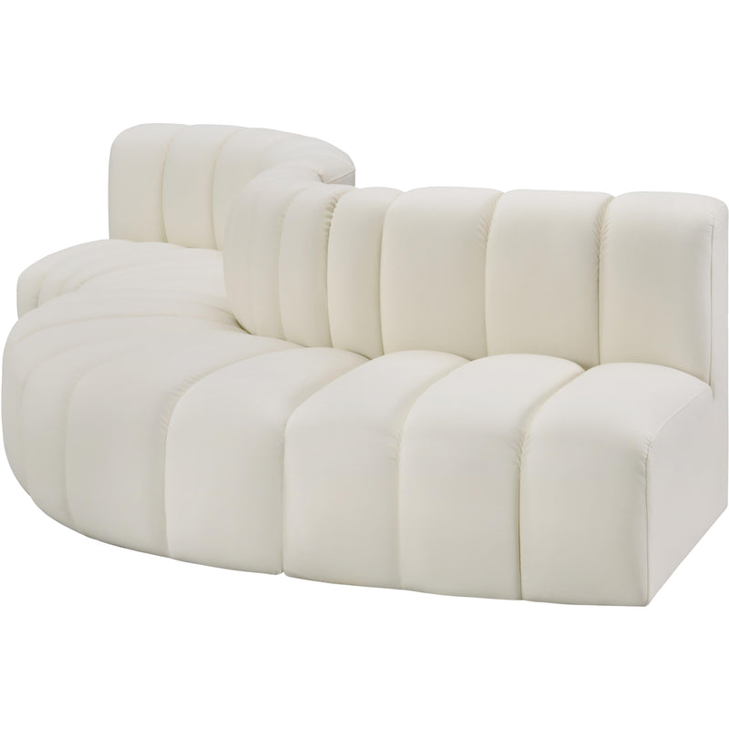 Meridian Arc Cream Vegan Leather 5 pc Modular Sectional IMAGE 4
