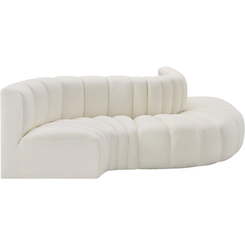 Meridian Arc Cream Vegan Leather 5 pc Modular Sectional IMAGE 5
