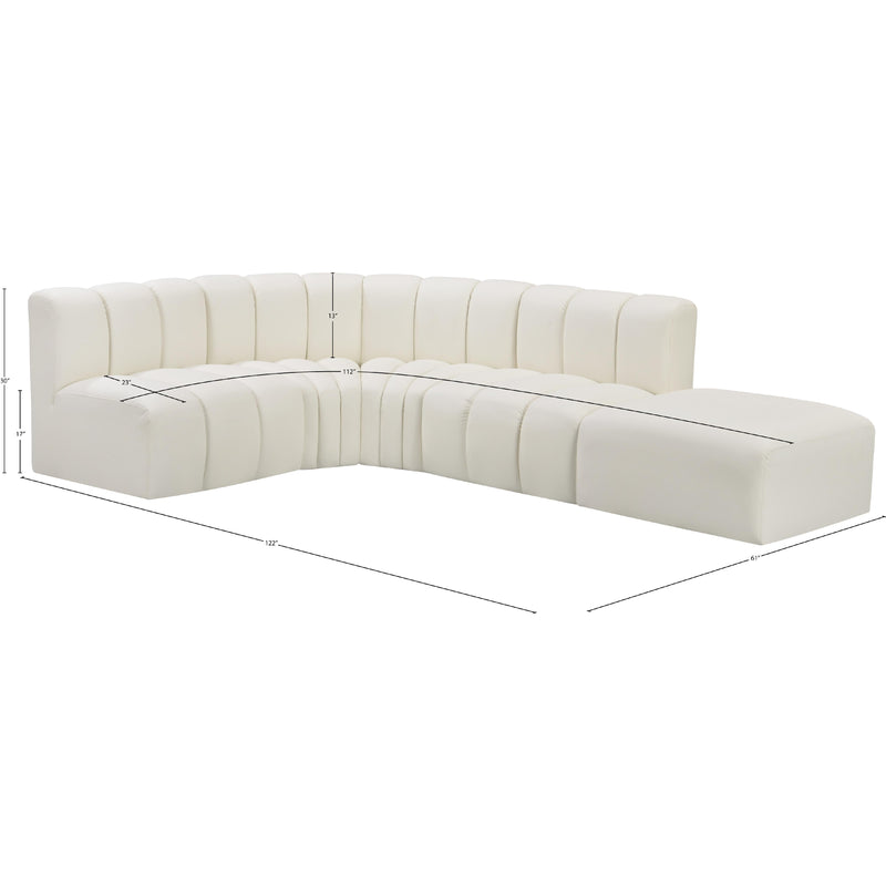 Meridian Arc Cream Vegan Leather 5 pc Modular Sectional IMAGE 15