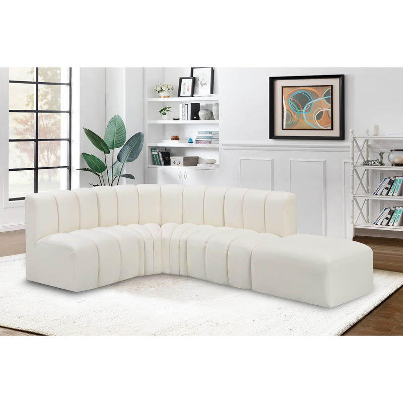 Meridian Arc Cream Vegan Leather 5 pc Modular Sectional IMAGE 3