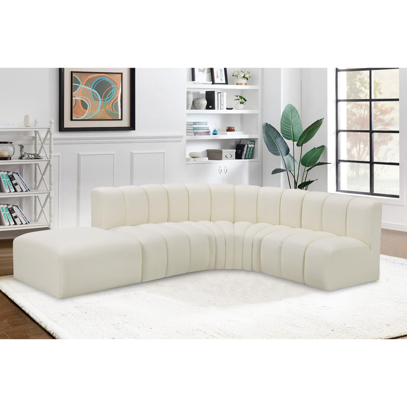 Meridian Arc Cream Vegan Leather 5 pc Modular Sectional IMAGE 4