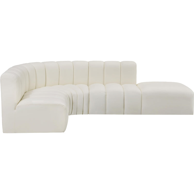 Meridian Arc Cream Vegan Leather 5 pc Modular Sectional IMAGE 7