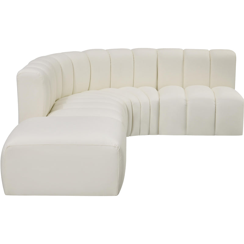 Meridian Arc Cream Vegan Leather 5 pc Modular Sectional IMAGE 8