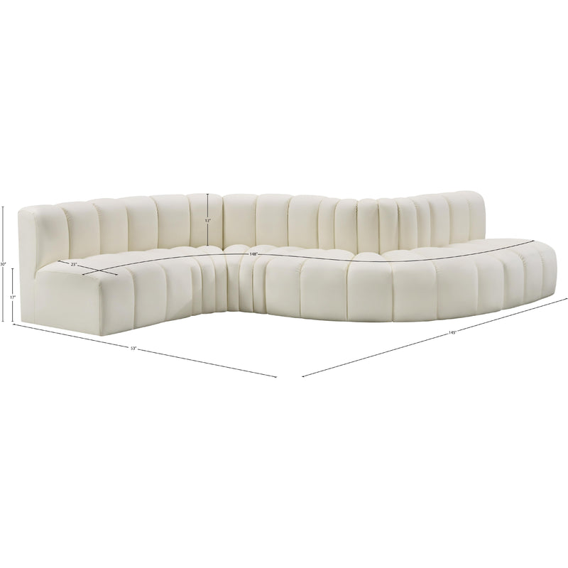 Meridian Arc Cream Vegan Leather 6 pc Modular Sectional IMAGE 10