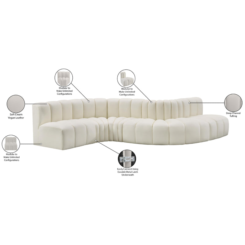 Meridian Arc Cream Vegan Leather 6 pc Modular Sectional IMAGE 11