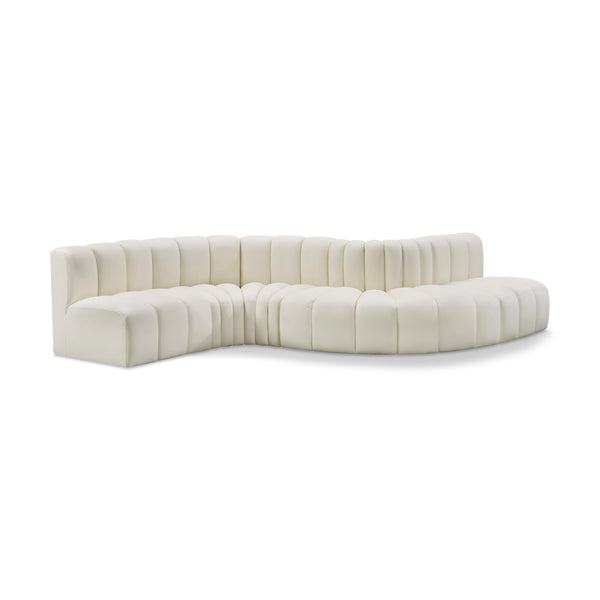 Meridian Arc Cream Vegan Leather 6 pc Modular Sectional IMAGE 1