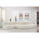 Meridian Arc Cream Vegan Leather 6 pc Modular Sectional IMAGE 2
