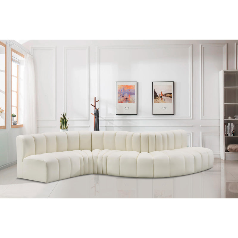 Meridian Arc Cream Vegan Leather 6 pc Modular Sectional IMAGE 2