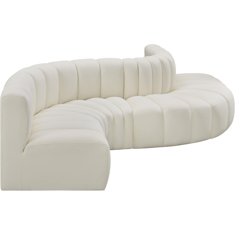 Meridian Arc Cream Vegan Leather 6 pc Modular Sectional IMAGE 4