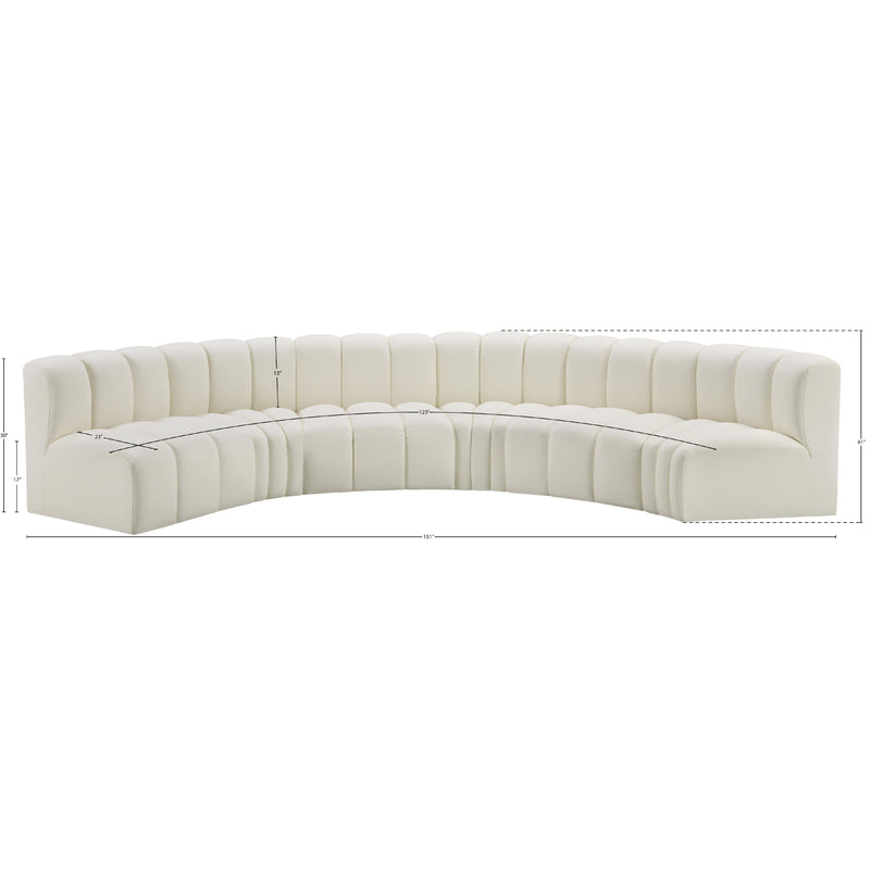 Meridian Arc Cream Vegan Leather 6 pc Modular Sectional IMAGE 11