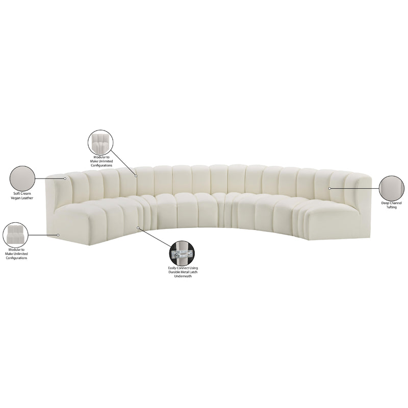Meridian Arc Cream Vegan Leather 6 pc Modular Sectional IMAGE 12