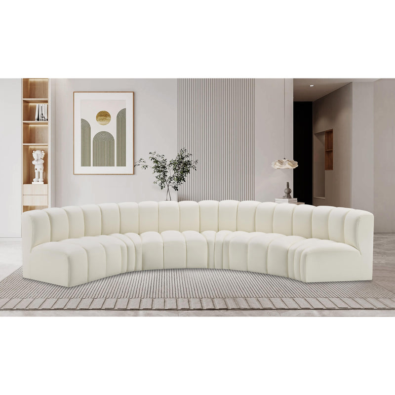 Meridian Arc Cream Vegan Leather 6 pc Modular Sectional IMAGE 2