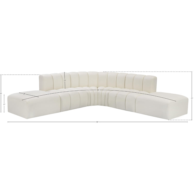 Meridian Arc Cream Vegan Leather 6 pc Modular Sectional IMAGE 11