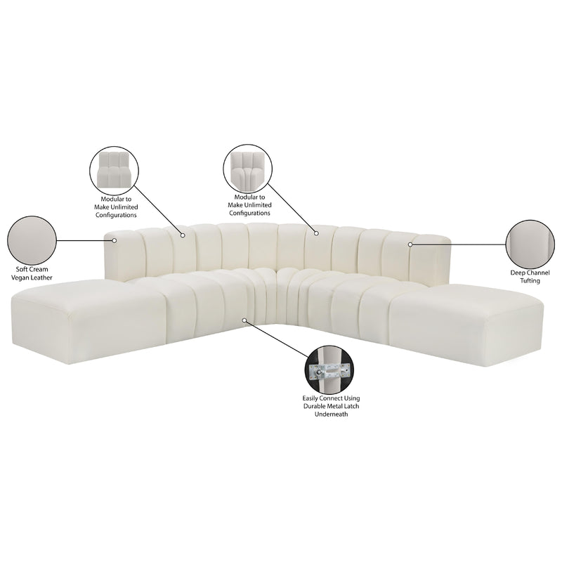 Meridian Arc Cream Vegan Leather 6 pc Modular Sectional IMAGE 12